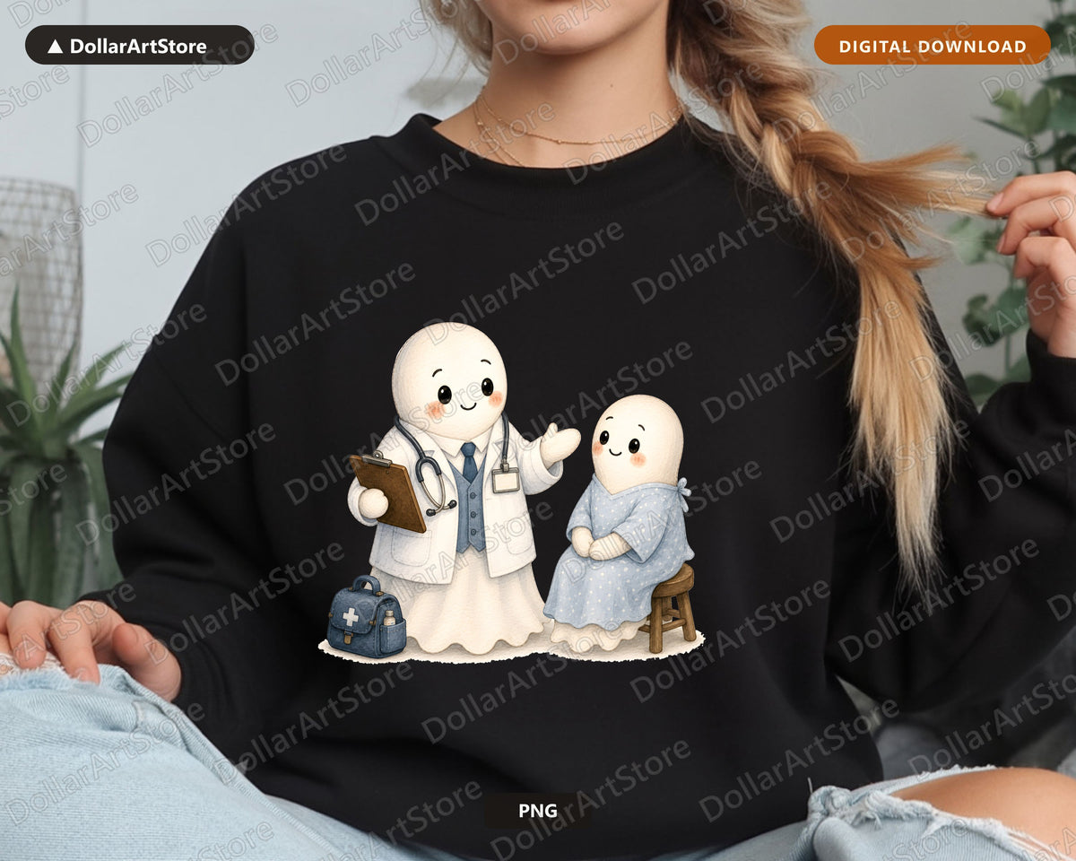 Cute Ghost Doctor PNG, Sublimation Design, Shirt Printable Digital Download