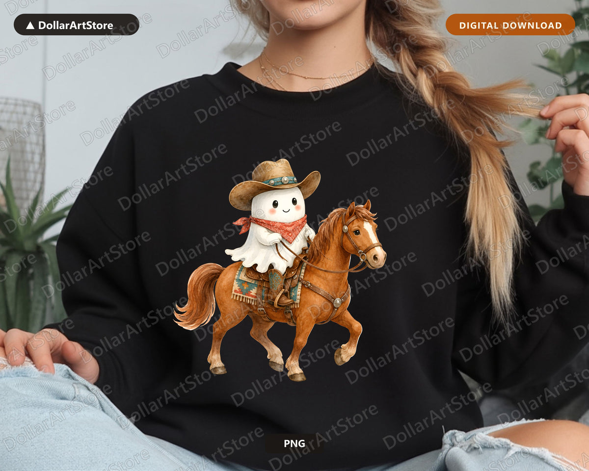 Cowboy Ghost PNG, Western Sublimation Design, Shirt & Tumbler Digital Download