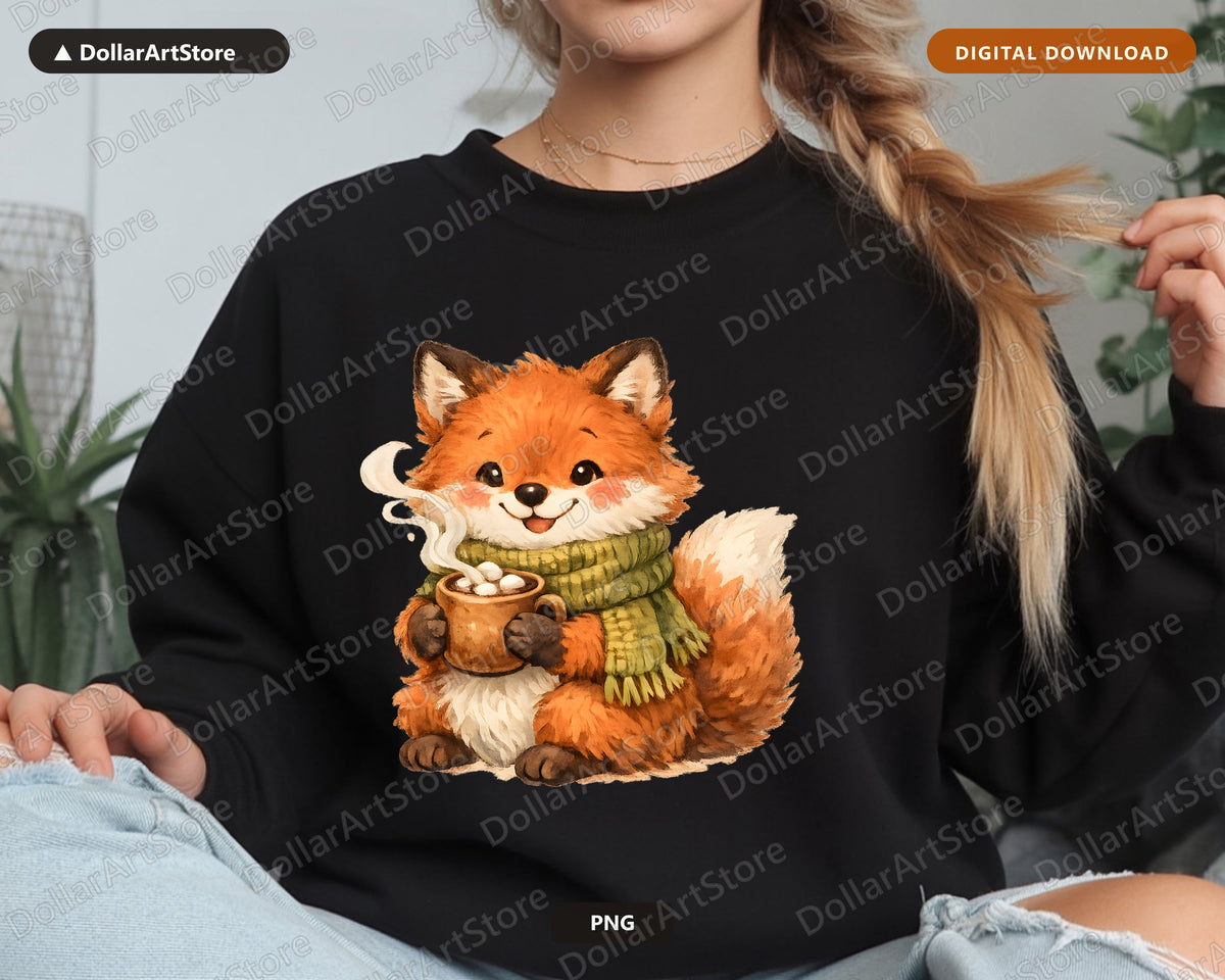 Cozy Fox PNG, Sublimation Design, Shirt Design Digital Download