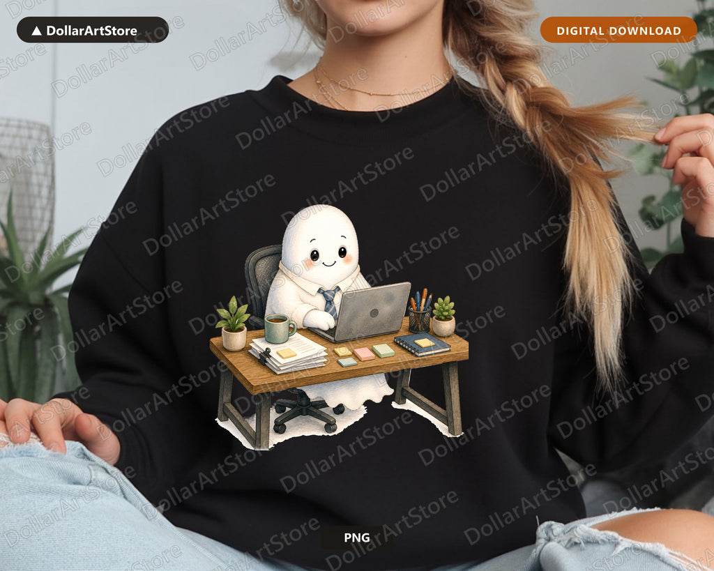 Cute Ghost PNG, Sublimation Design, Work from Home Shirt Design Digital Download