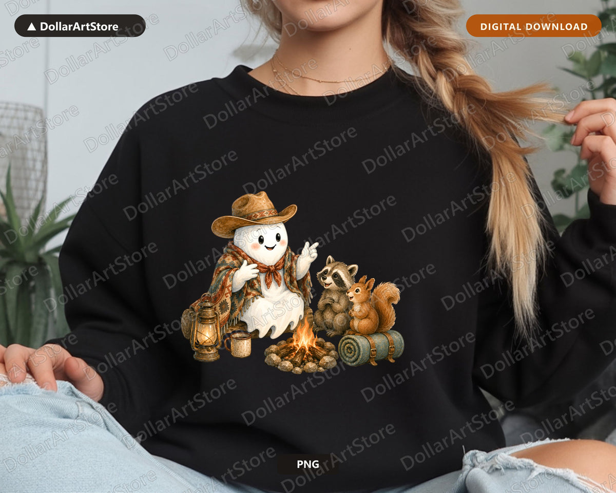 Western Cowboy Ghost PNG, Sublimation Design, Shirt & Tumbler Digital Download