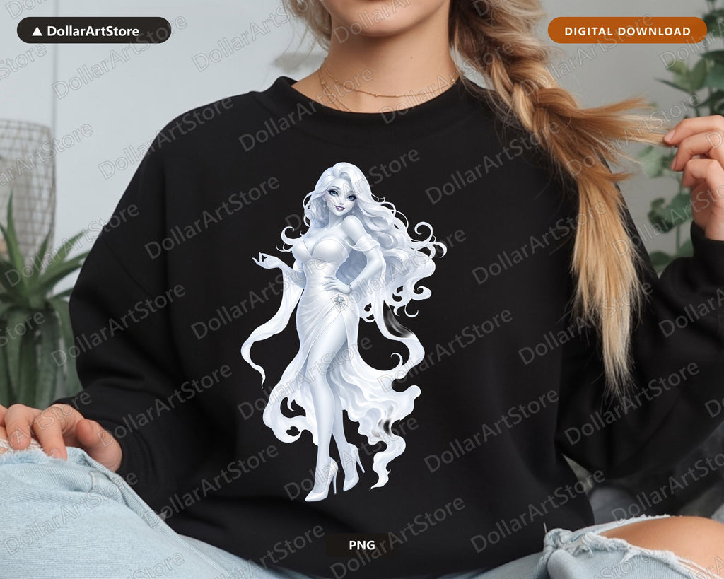 Elegant Ghost Girl PNG, Sublimation Design, Digital Download for Shirts