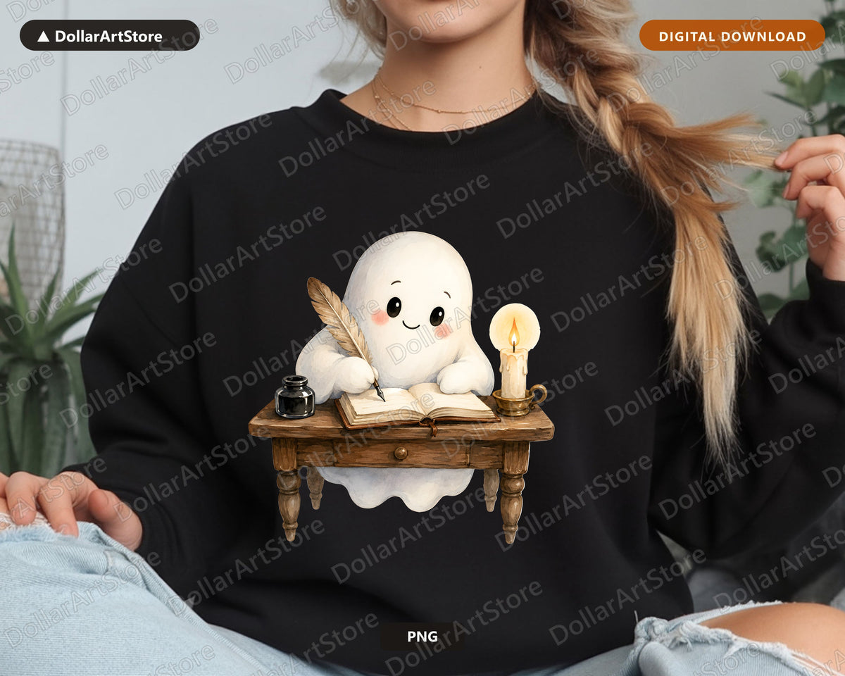 Bookish Ghost PNG, Sublimation Design, Shirt & Tumbler Print Digital Download