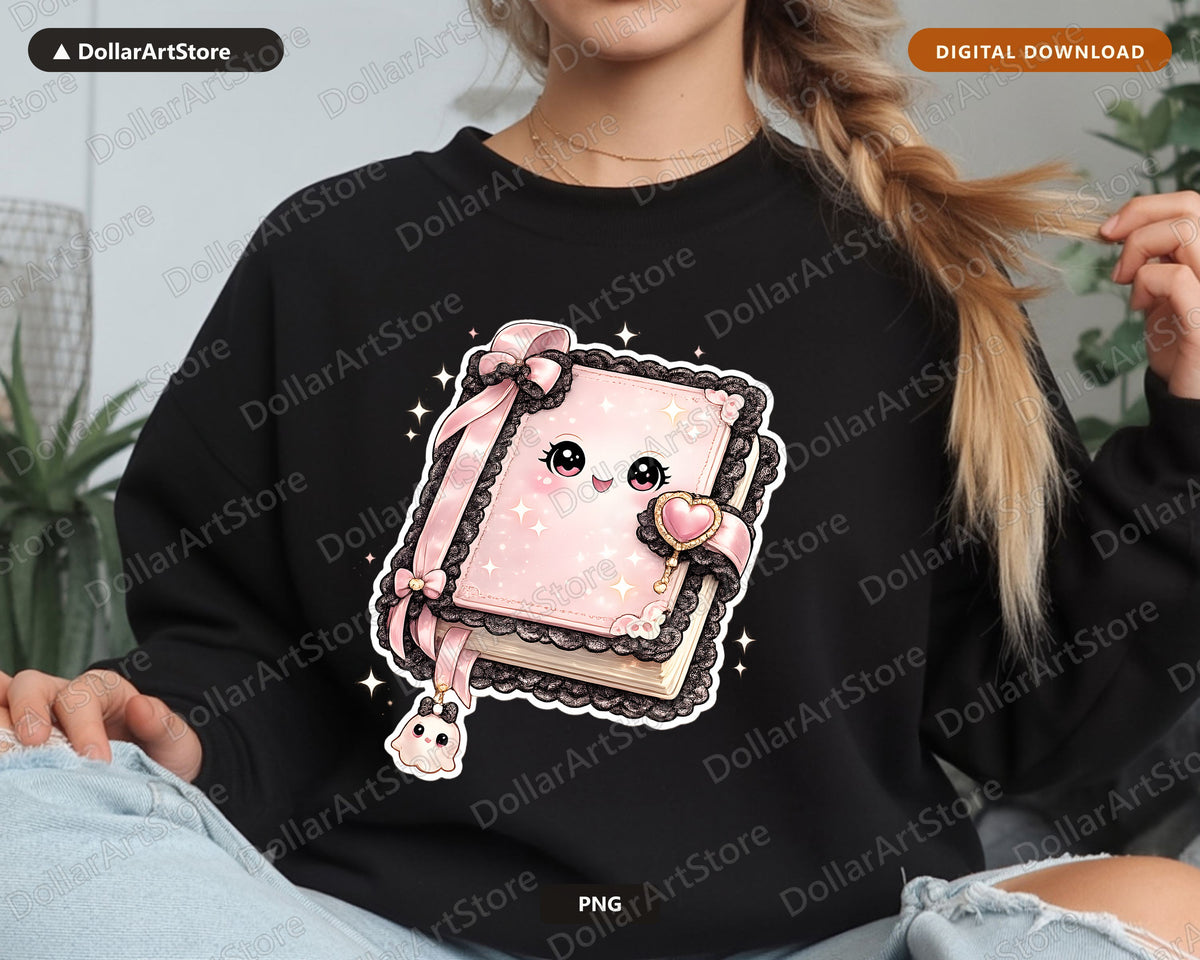 Coquette Halloween PNG, Cute Spooky Book Design, Sublimation Shirt Graphic