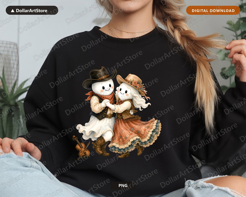 Western Cowboy Ghost PNG, Sublimation Design, Shirt Design Digital Download