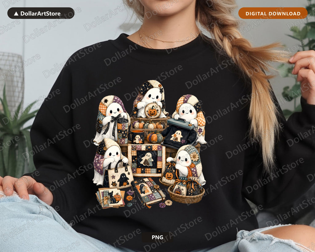 Crafting Ghost PNG, Halloween Sublimation Design, Spooky Planner Digital Download