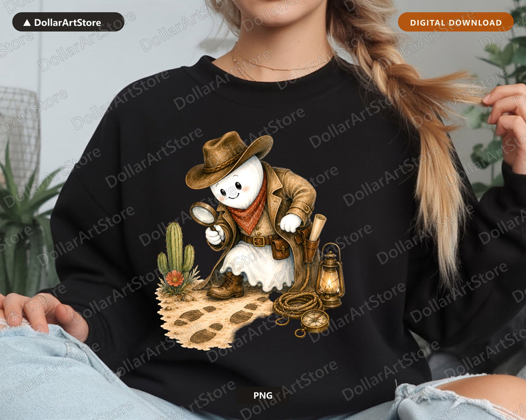 Western Cowboy Ghost PNG, Sublimation Design, Shirt & Tumbler Digital Download