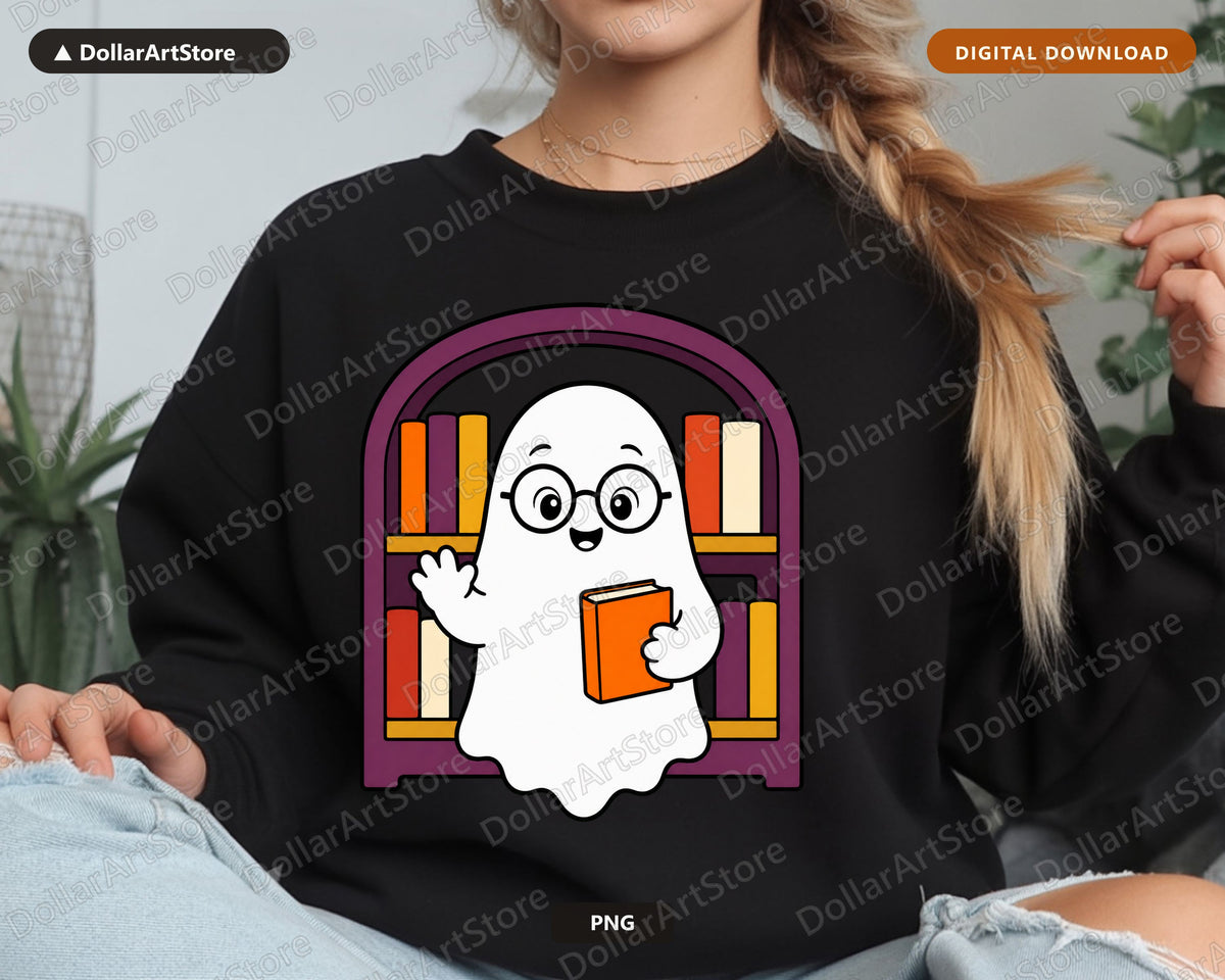 Bookish Ghost PNG, Sublimation Design, Shirt & Tumbler Digital Download