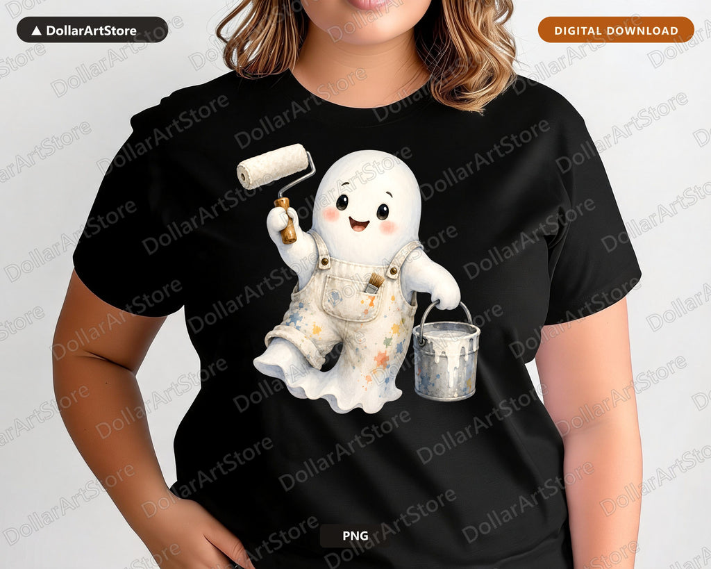 Painter Ghost PNG, Cute Character Design, Sublimation Shirt Download