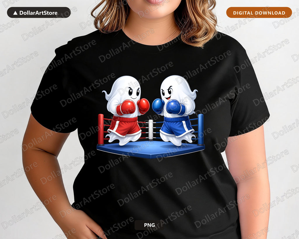 Cute Boxing Ghosts PNG, Sublimation Design, Shirt Print Digital Download
