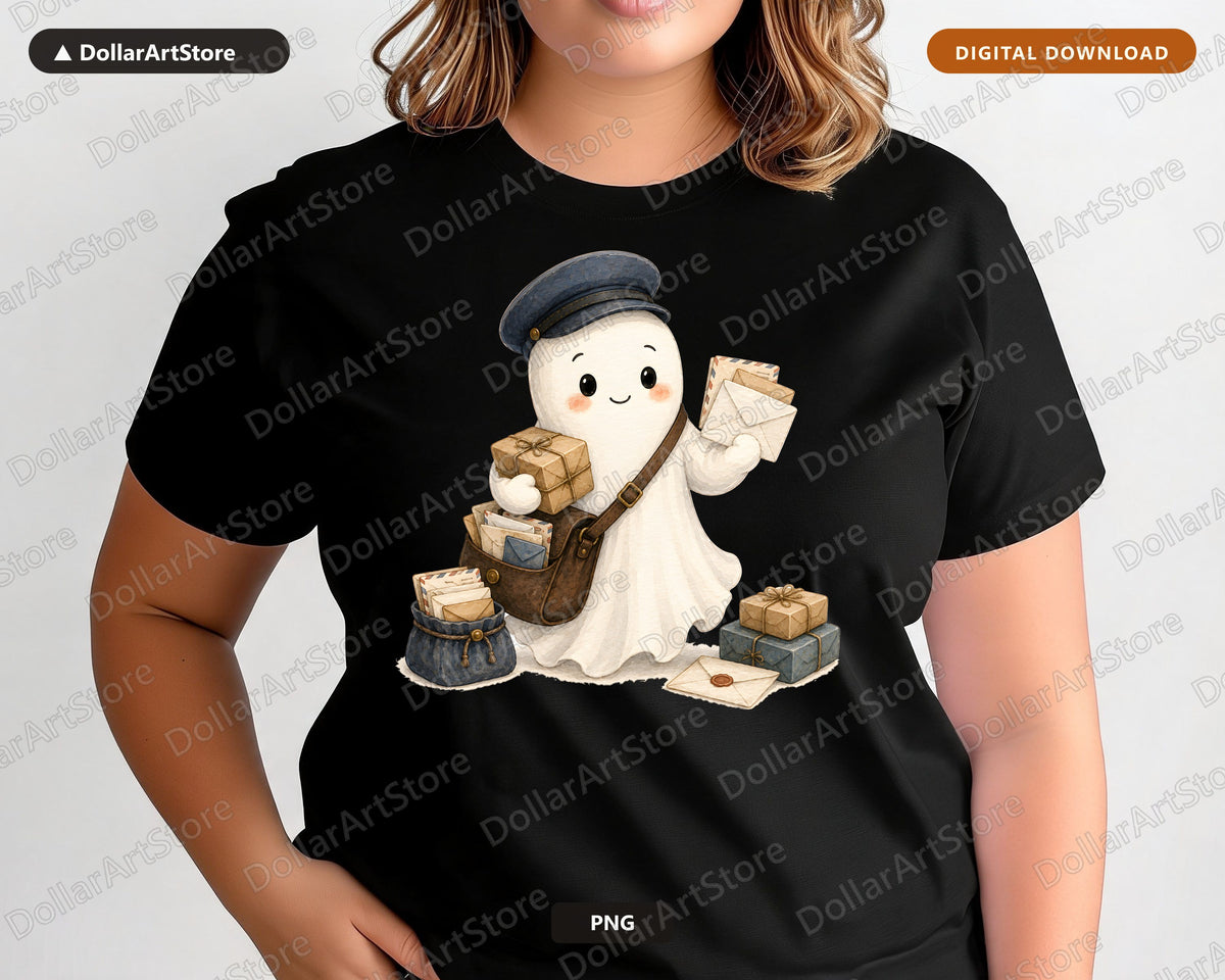 Mail Carrier Ghost PNG, Sublimation Design, Shirt Design Digital Download