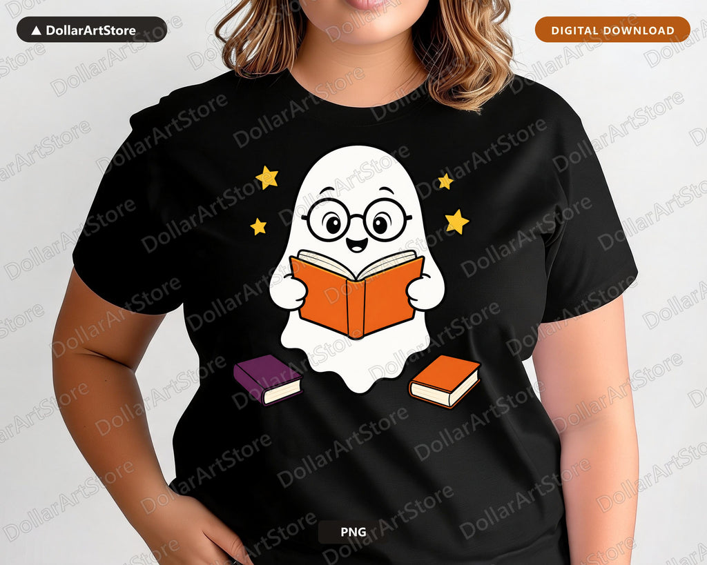 Bookish Ghost PNG, Reading Design, Sublimation Digital Download