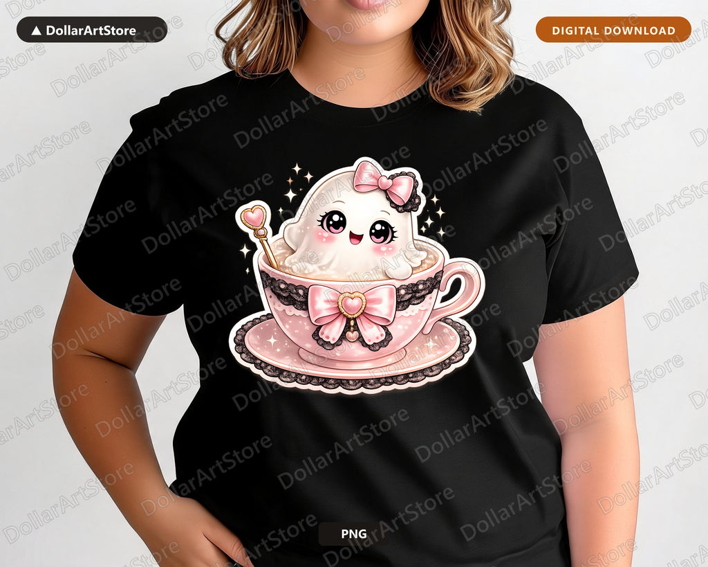 Coquette Ghost PNG, Halloween Sublimation Design, Cute Shirt PNG