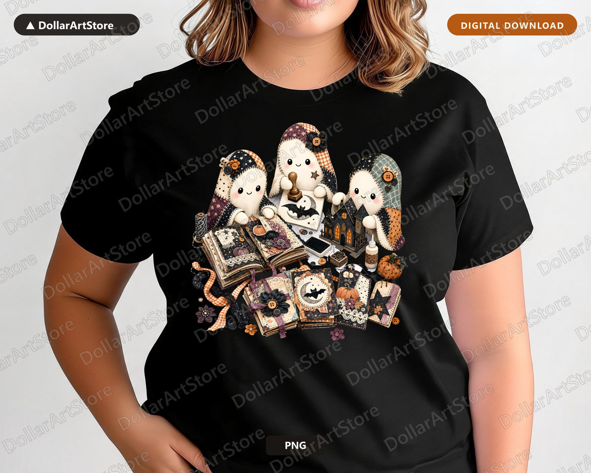 Crafting Ghost PNG, Halloween Sublimation Design, Shirt & Tumbler Print
