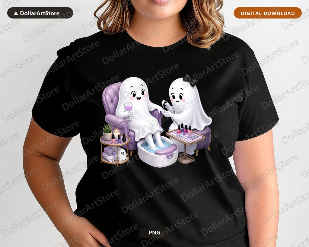 Cute Halloween Ghost Spa Day PNG, Sublimation Design, Shirt Tumbler Print