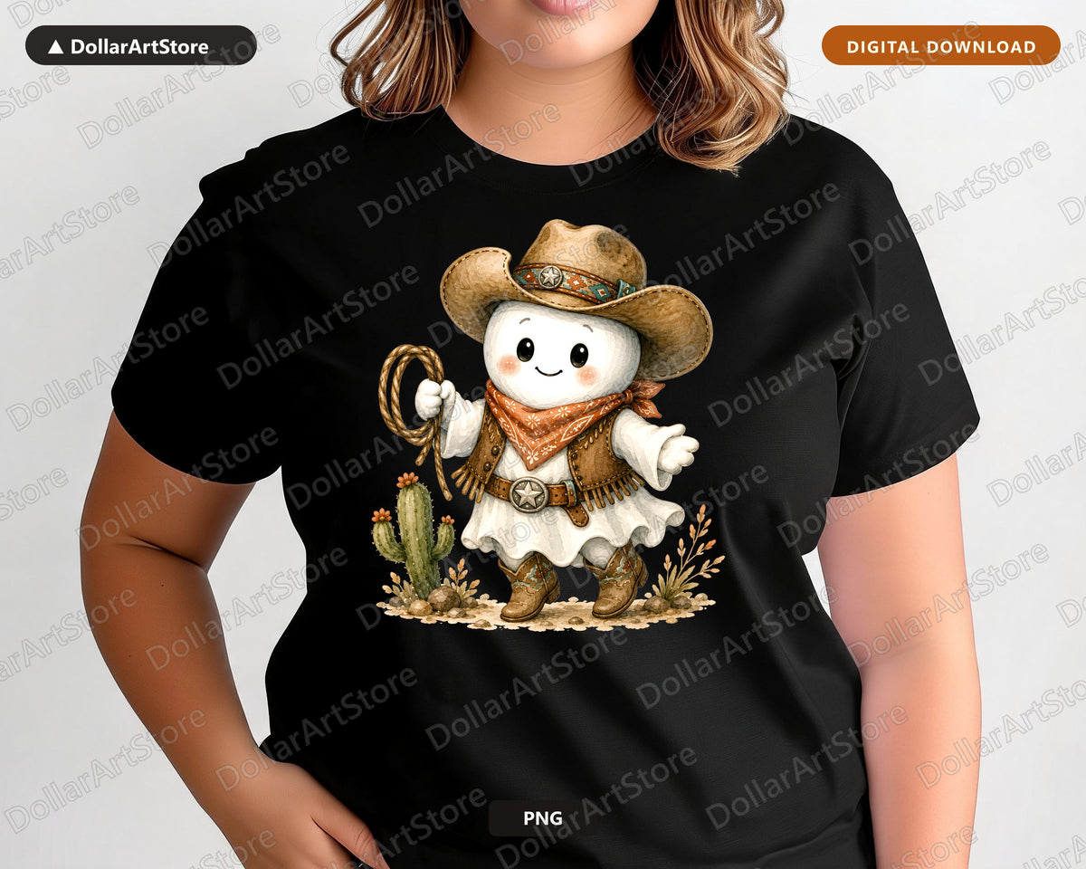 Cowboy Ghost PNG, Western Sublimation Design, Shirt & Tumbler Print Download
