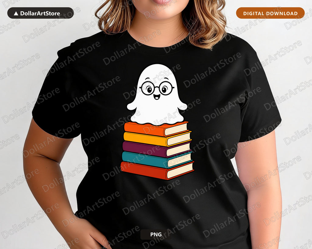 Bookish Ghost PNG, Cute Reading Design, Sublimation Download