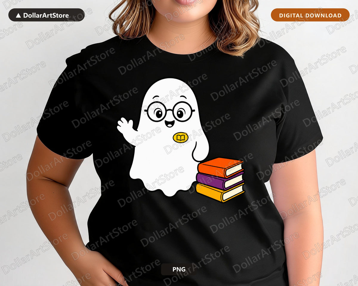Bookish Ghost PNG, Sublimation Design, Shirt & Tumbler Download