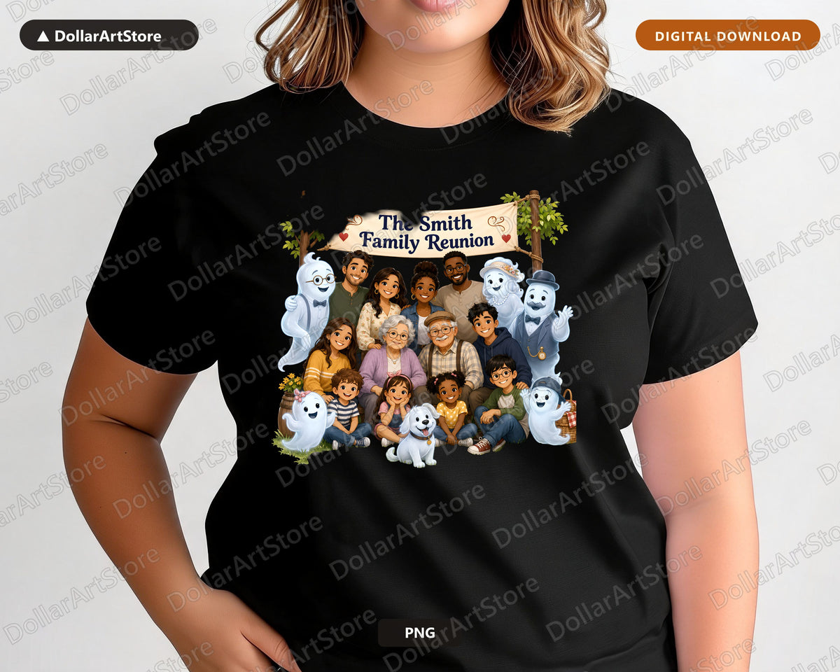 Ghost Family Reunion PNG, Complete Family Portrait Digital Download, Shirt Design