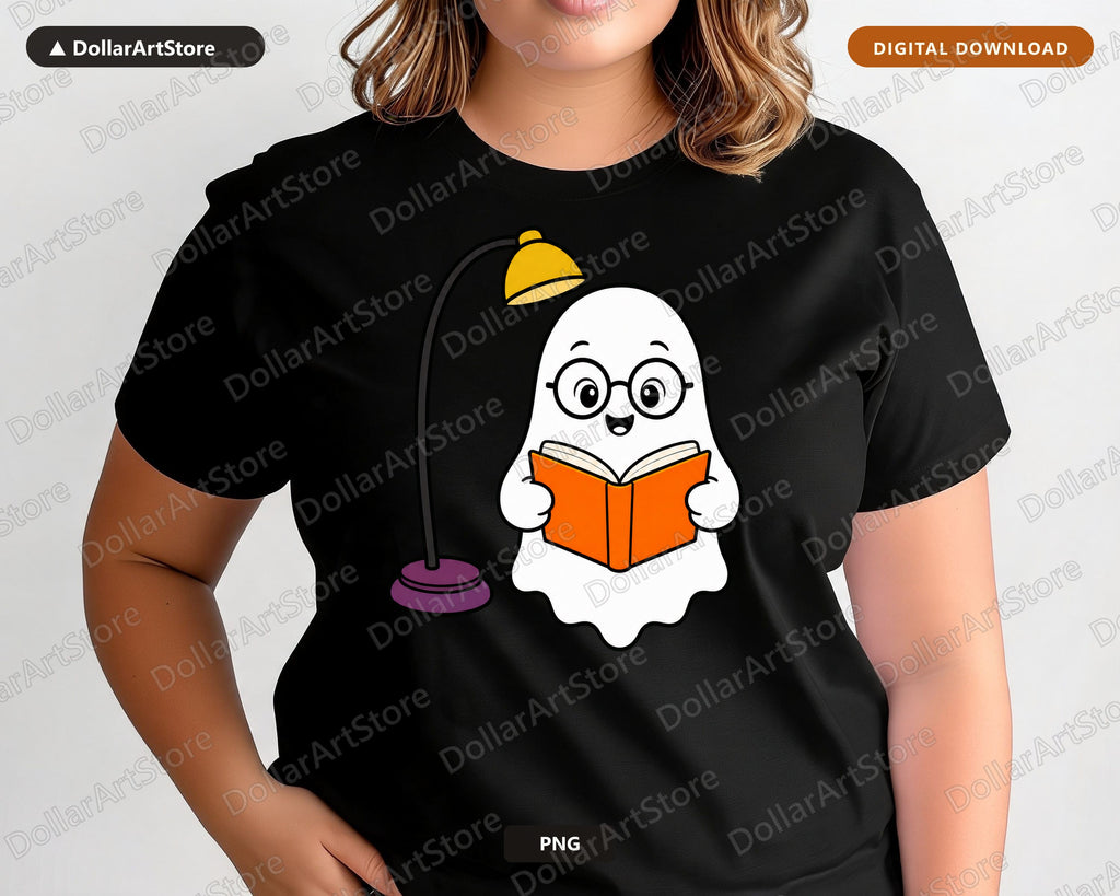 Bookish Ghost PNG, Reading Ghost Sublimation Design, Digital Download