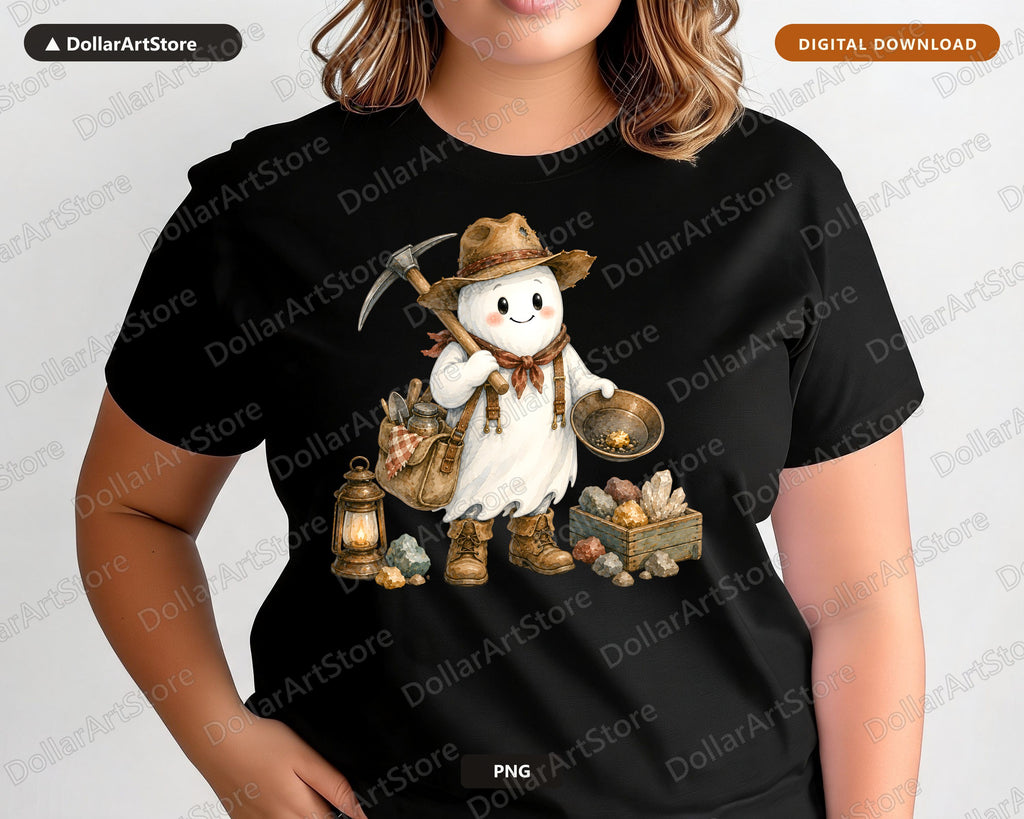 Cute Cowboy Ghost PNG, Western Prospector Sublimation Design, Shirt & Tumbler PNG