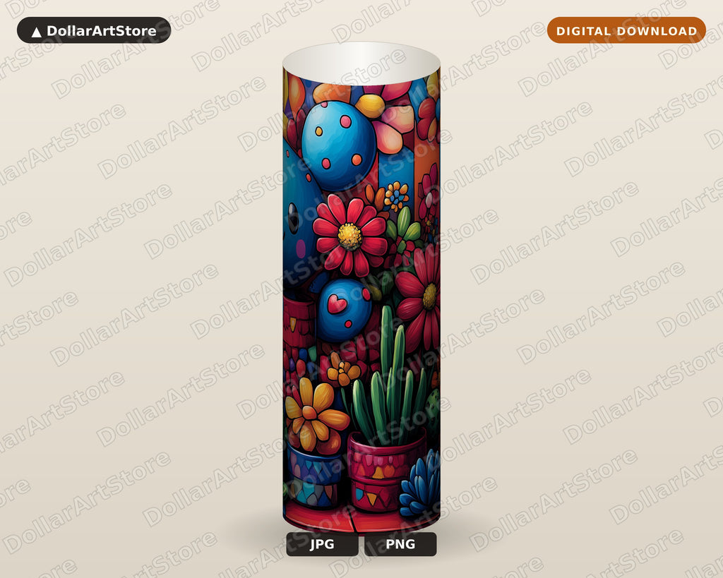 Kawaii Flower Tumbler Wrap PNG, 20 oz Skinny Tumbler Sublimation Design