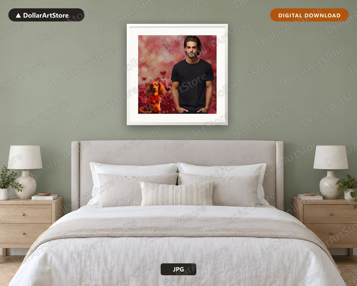 Man and Dog Love Portrait Printable Wall Art Digital Download