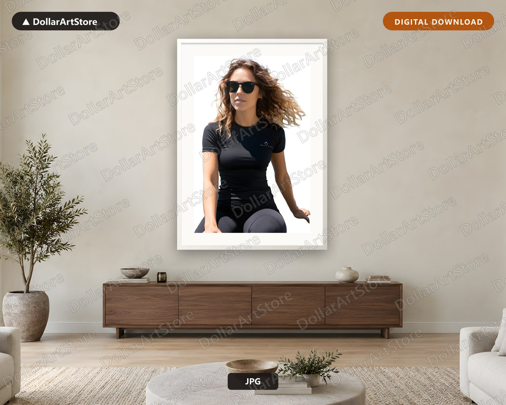 Cool Girl Fashion Portrait with Sunglasses - Printable Wall Art Digital Download
