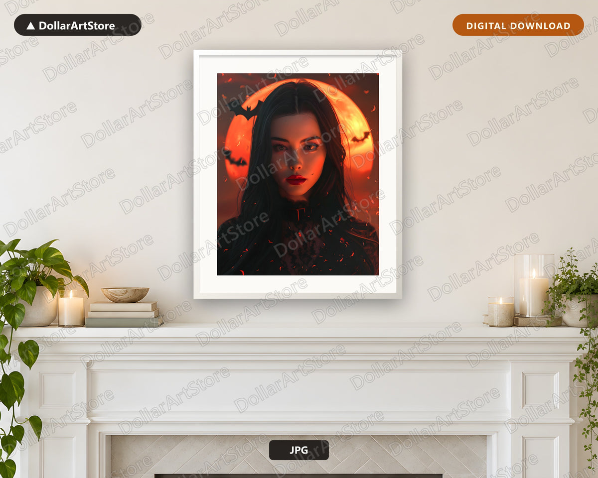 Spooky Woman Gothic Portrait Printable Wall Art Digital Download