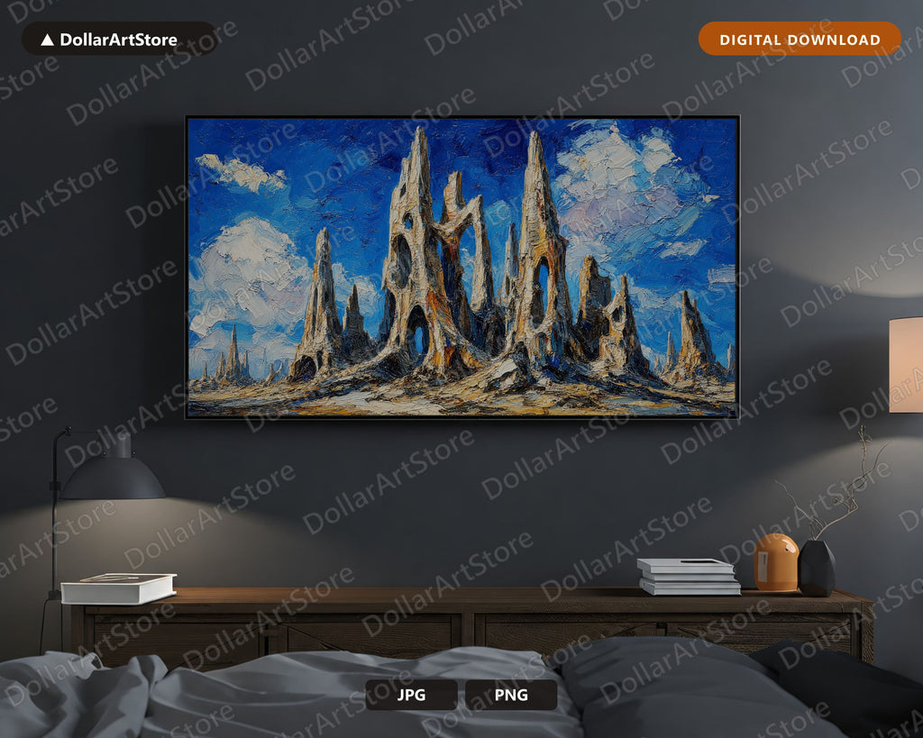 Cozy Barcelona Spires Frame TV Art, Textured Sagrada Familia Samsung TV Download 4K