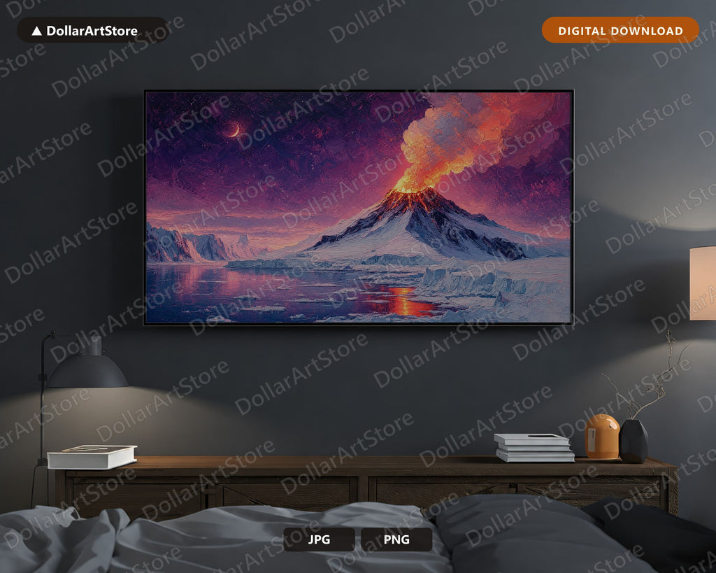 Erupting Winter Arctic Volcano Samsung Frame TV Art