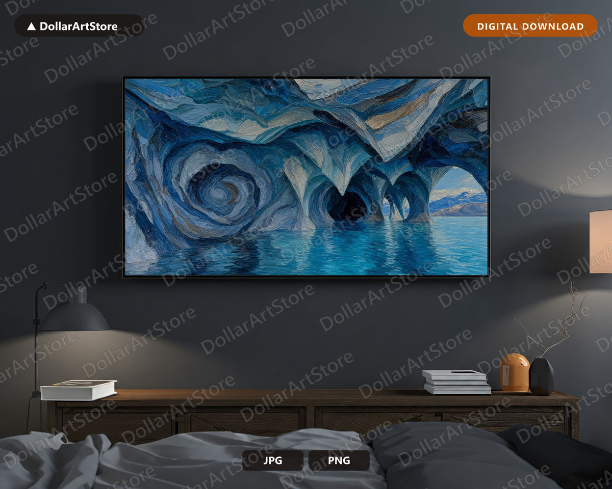Cozy Arctic Ice Caves Frame TV Art, Samsung Frame TV Digital Download, 4K Textured Screensaver