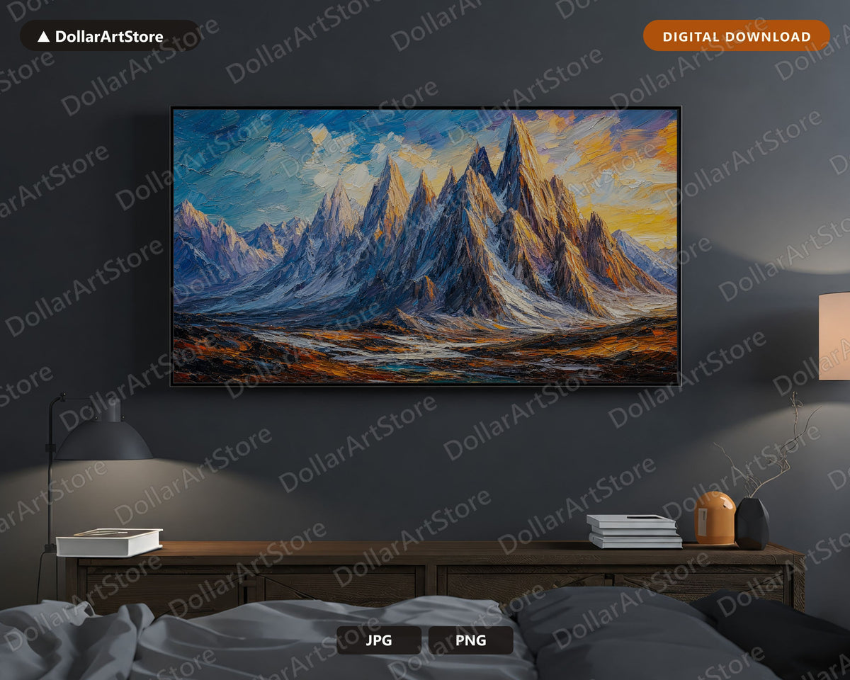 Earthy Mountain Landscape Textured Samsung Frame TV Art