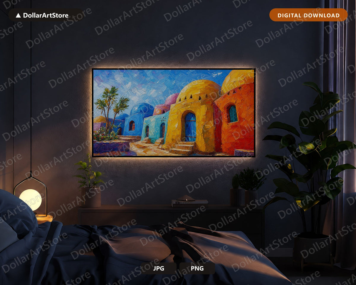 Colorful North Africa Frame TV Art, Samsung Frame TV Digital Download, 4K Textured Scenic Screensaver