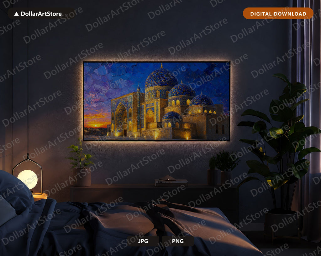 Cozy Middle Eastern Frame TV Art, Samsung Frame TV Digital Download, 4K Textured Islamic Architecture Screensaver
