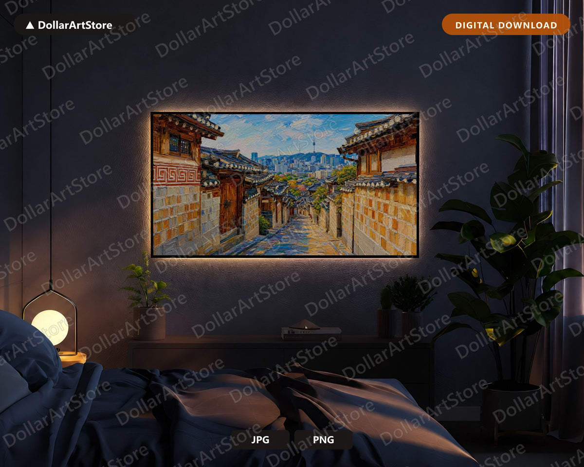 Cozy East Asia Scenery Frame TV Art, Samsung Frame Digital Download, 4K Textured Architectural TV Screensaver