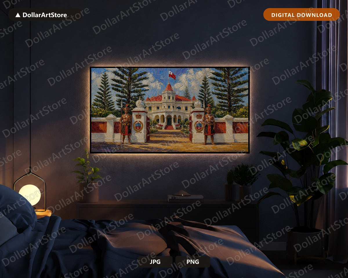 Cozy Palace Frame TV Art, Samsung Frame TV Digital Download, 4K Textured Royal Scenery