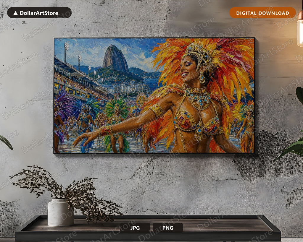Virrant Rio Carnival Frame TV Art, Samsung Frame TV Digital Download, 4K Textured Celebration Screensaver