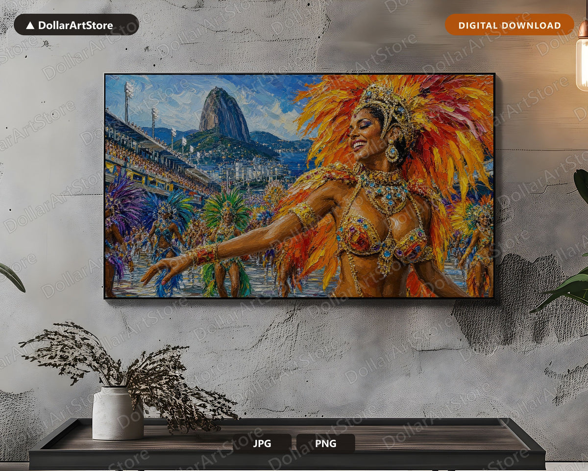 Virrant Rio Carnival Frame TV Art, Samsung Frame TV Digital Download, 4K Textured Celebration Screensaver