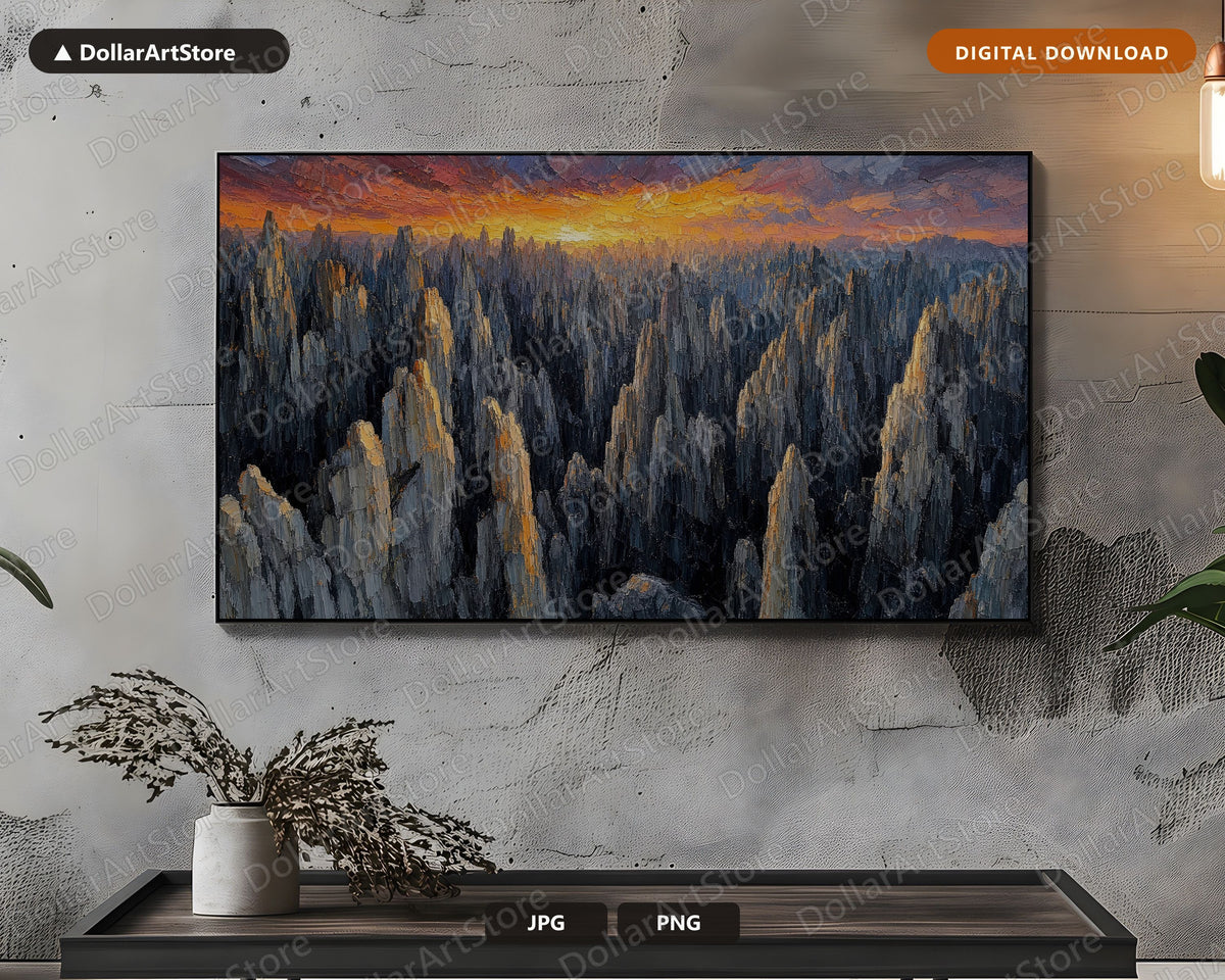 Cozy Earthy Landscape Frame TV Art, Samsung Frame Digital Download, 4K Textured Scenery
