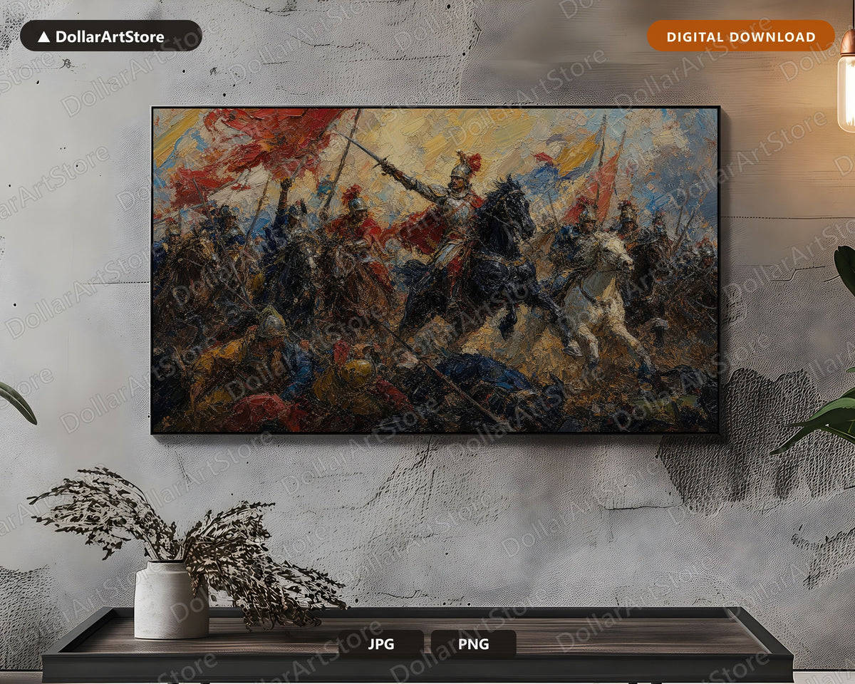 North Africa Battle Scene Frame TV Art, Moody Historical Landscape, Samsung Frame TV 4K Digital Download
