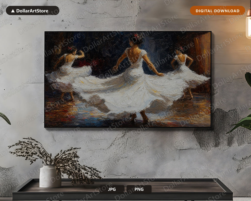 Cozy Classical Dance Frame TV Art, Textured Earthy Figures Samsung Frame Digital Download 4K