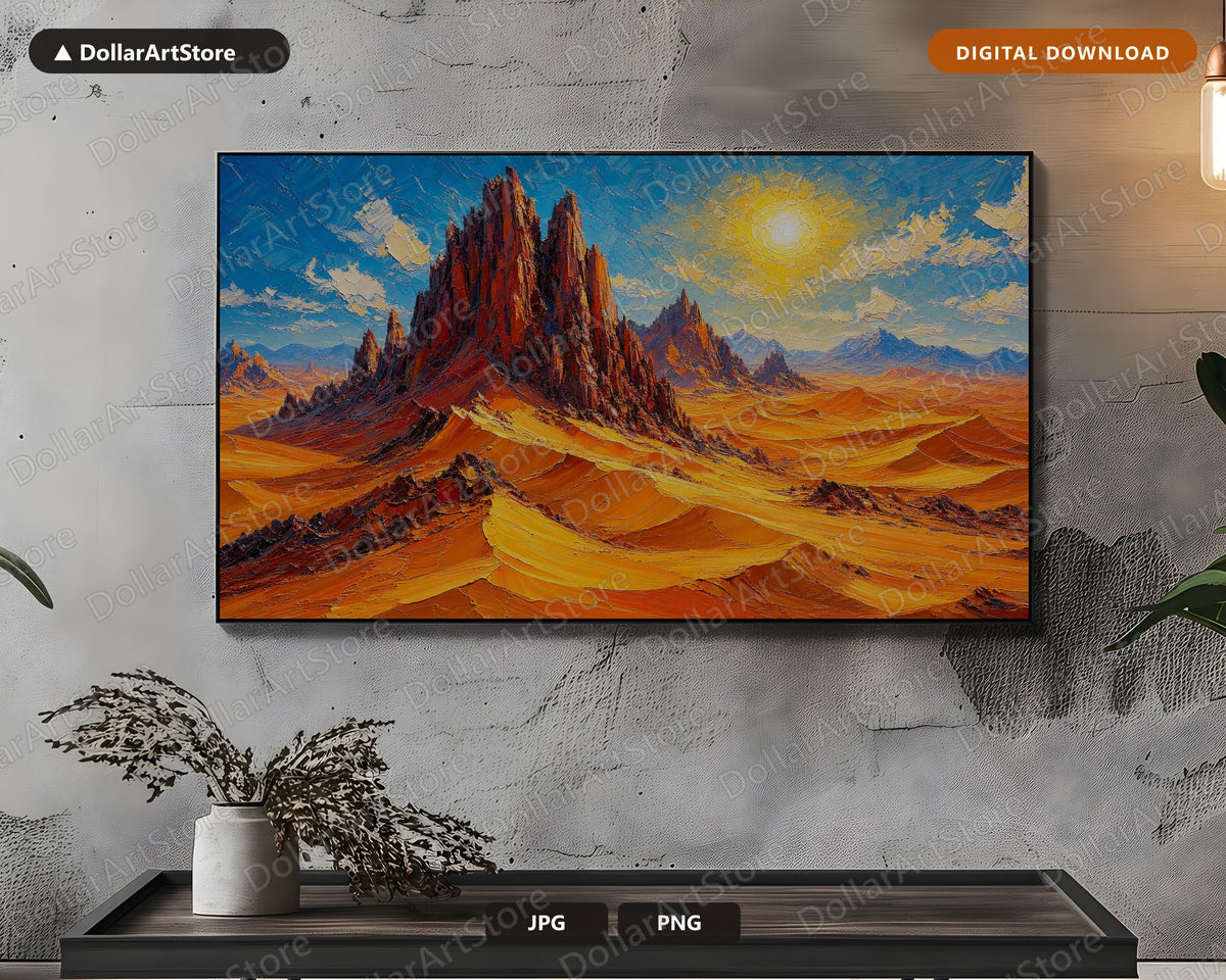 Cozy Desert Landscape Frame TV Art, Textured Middle East Scenery, Samsung Frame TV 4K Digital Download