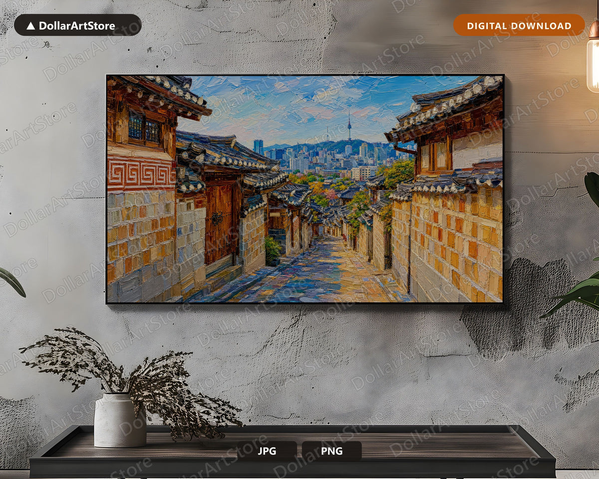 Cozy East Asia Scenery Frame TV Art, Samsung Frame Digital Download, 4K Textured Architectural TV Screensaver
