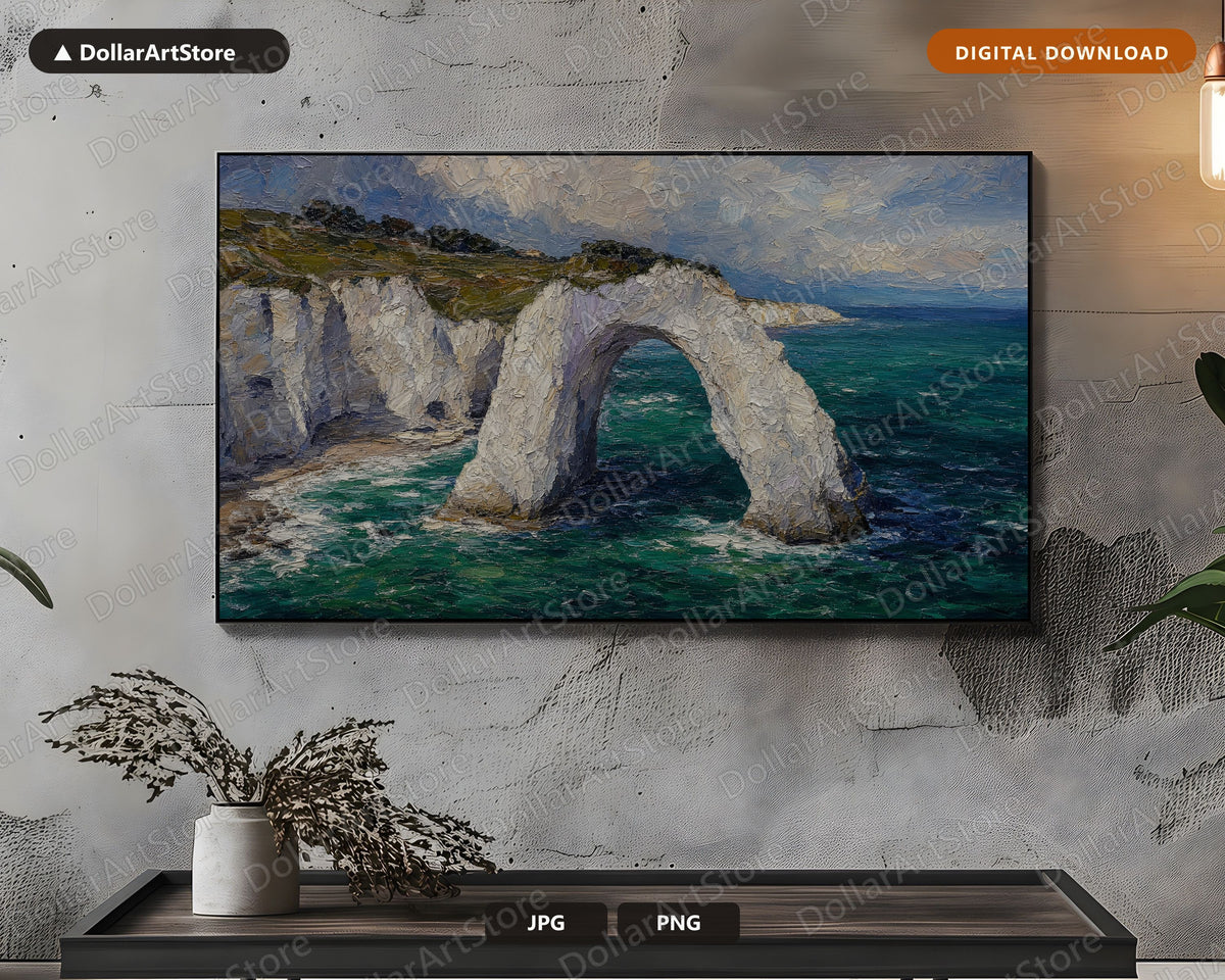 Cozy Coastal Scenery Frame TV Art, Samsung Frame TV Digital Download, 4K Textured Landscape