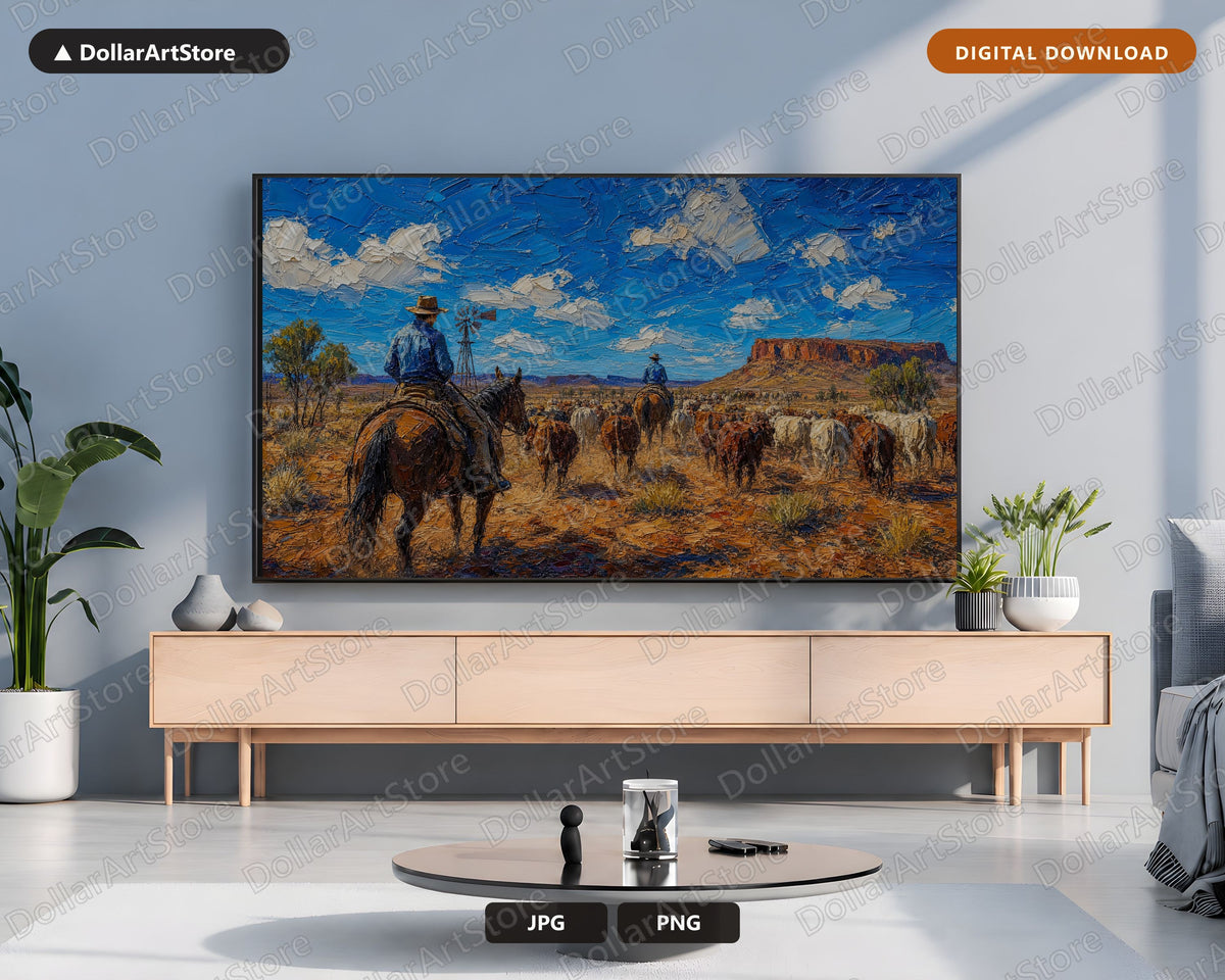 Cozy Outback Station Frame TV Art, Samsung Frame TV Digital Download, 4K Textured Landscape Screensaver