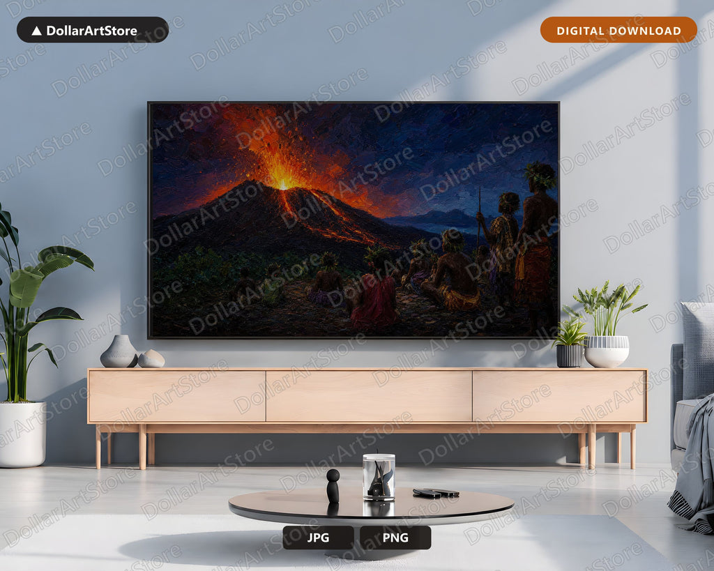 Volcanic Eruption Frame TV Art, Samsung Frame TV Digital Download, 4K Dark Scenery Screensaver
