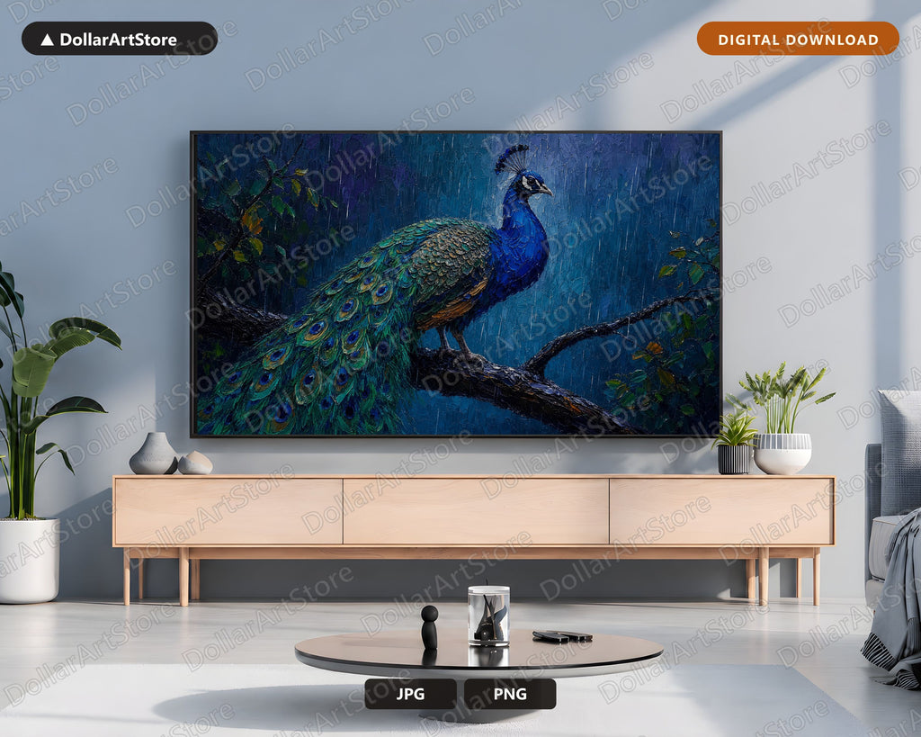 Textured Peacock Wildlife Samsung Frame TV Art | Digital Download