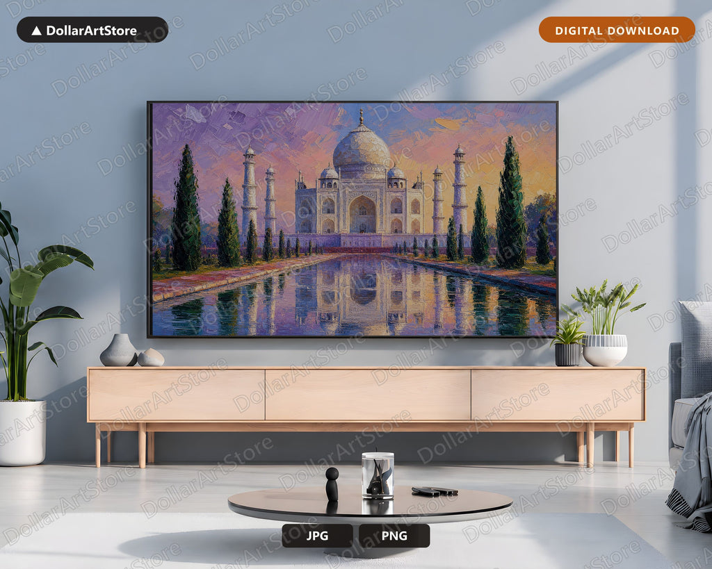 Cozy Taj Mahal Frame TV Art, Samsung Frame TV Digital Download, 4K Textured Scenery