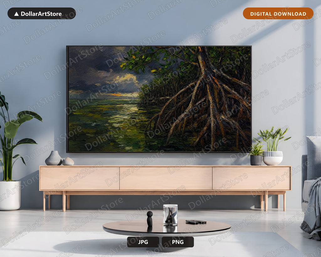 Cozy Mangrove Forest Frame TV Art, Samsung Frame TV Digital Download, Earthy Textured Scenery